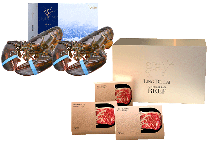 渔锦仓 高端定制进口海鲜礼盒 1200g+海中海&故宫年货  高端定制顶级澳洲牛排礼盒 600g（贴体彩盒装）