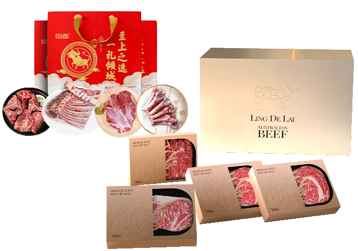 恒都 春节吉羊福耀半羊肉礼盒 3800g+海中海&故宫年货  高端定制顶级澳洲牛排礼盒 800g（贴体彩盒装）