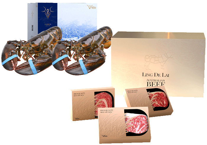 渔锦仓 高端定制进口海鲜礼盒 1200g+海中海&故宫年货  高端定制顶级澳洲牛排礼盒 600g（贴体彩盒装）
